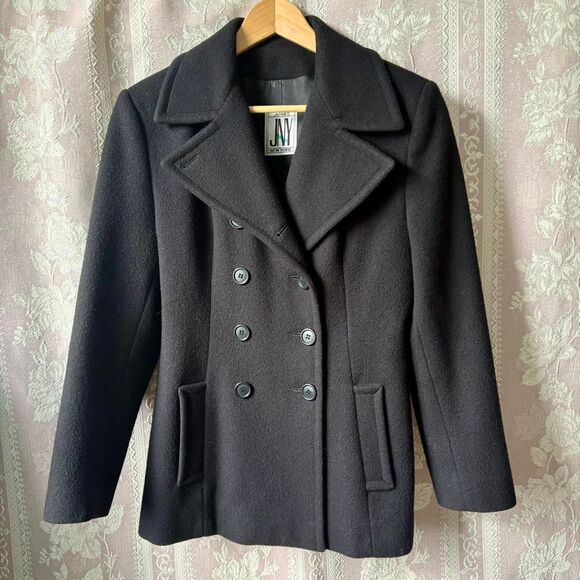 Jones New York Women's Black Wool Peacoat - Picture 1 of 8
